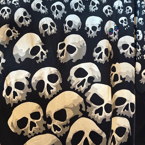 Liquid Blue AOP Skull Graphic T-Shirt | 2XL | Black Gothic Tee - Picture 2 of 5
